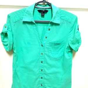 Forever 21 Sea Green Short Sleeve Shirt